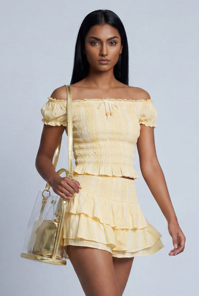 Elsa Striped Peasant Off The Shoulder Top