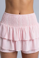 Elsa Striped Tiered Ruffle Shorts