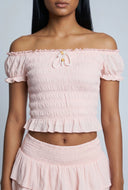 Ana Textured Off The Shoulder Crop Top