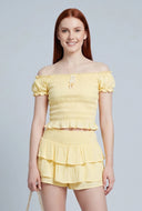 Ana Textured Off The Shoulder Crop Top