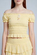 Ana Textured Off The Shoulder Crop Top