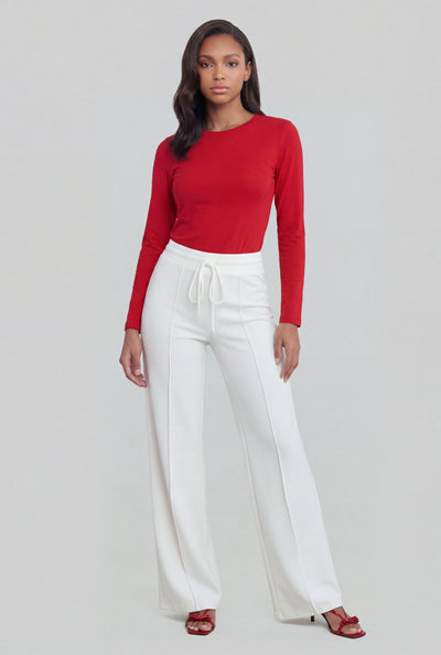Pintuck High-Waist Drawstring Pants