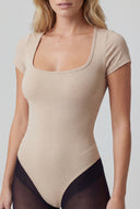 Icelynn Ribbed Square Neck Bodysuit