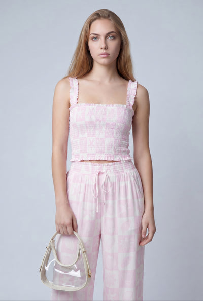 Patterned Smocked Top