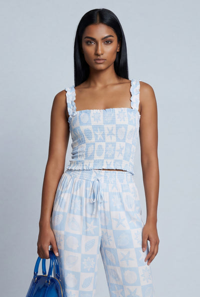 Patterned Smocked Top