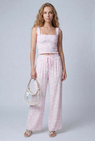 Patterned Wide Leg Pants