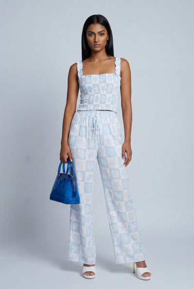 Patterned Wide Leg Pants