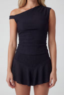 Asymmetrical One Shoulder Textured Blouse