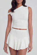 Asymmetrical One Shoulder Textured Blouse