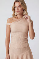 Asymmetrical One Shoulder Textured Blouse