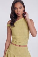 Asymmetrical One Shoulder Textured Blouse