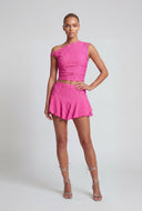 Asymmetrical One Shoulder Textured Blouse