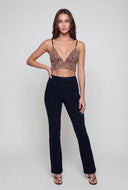 Brushed Knit Pintuck Bootcut Pants