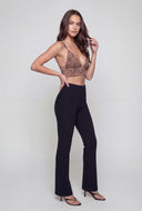 Brushed Knit Pintuck Bootcut Pants