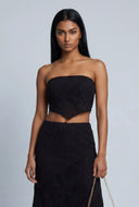 Aniyah Patchwork Strapless Crop Top