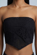 Aniyah Patchwork Strapless Crop Top