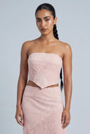Aniyah Patchwork Strapless Crop Top