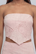 Aniyah Patchwork Strapless Crop Top
