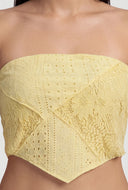 Aniyah Patchwork Strapless Crop Top