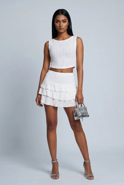Textured Tiered Ruffle Skort