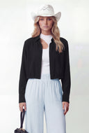 Cropped Crepe Knit Shirt