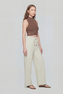 Beaded Drawstring Ribbed Palazzo Pants