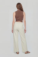 Beaded Drawstring Ribbed Palazzo Pants
