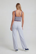 Beaded Drawstring Ribbed Palazzo Pants