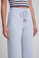 Beaded Drawstring Ribbed Palazzo Pants