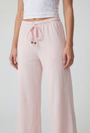 Beaded Drawstring Ribbed Palazzo Pants