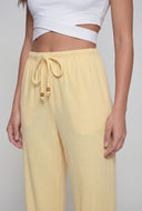 Beaded Drawstring Ribbed Palazzo Pants