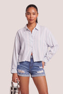 Striped Linen Tabbed Sleeve Shirt