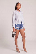 Striped Linen Tabbed Sleeve Shirt