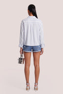 Striped Linen Tabbed Sleeve Shirt