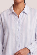 Striped Linen Tabbed Sleeve Shirt