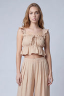 Anastasia Poplin Ruffled Crop Top