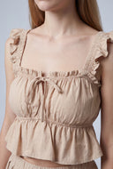 Anastasia Poplin Ruffled Crop Top