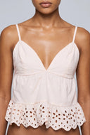 Floral Embroidered Eyelet Babydoll Top