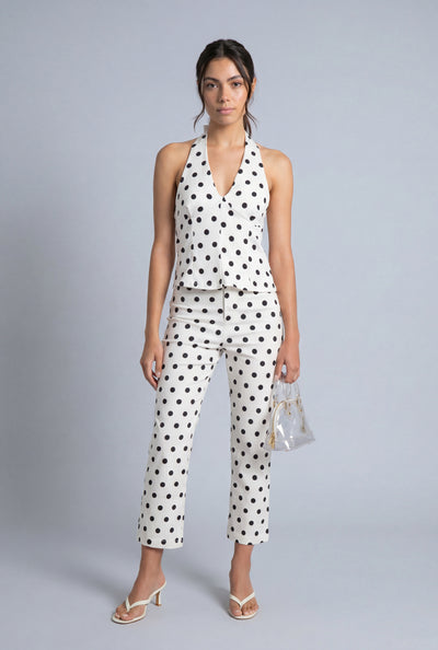 Polka Dot High Waist Crop Pants