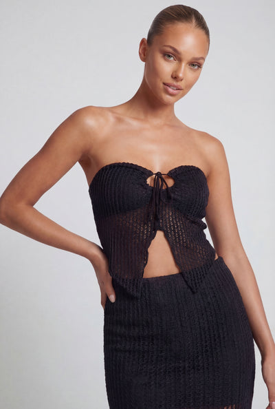 Tie Front Knit Tube Top