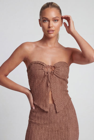 Tie Front Knit Tube Top