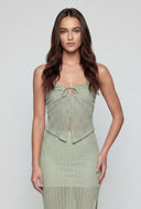 Tie Front Knit Tube Top