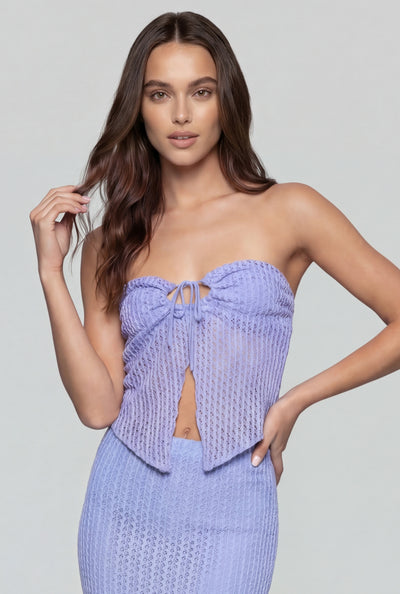 Tie Front Knit Tube Top