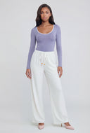Beaded Drawstring Palazzo Pants