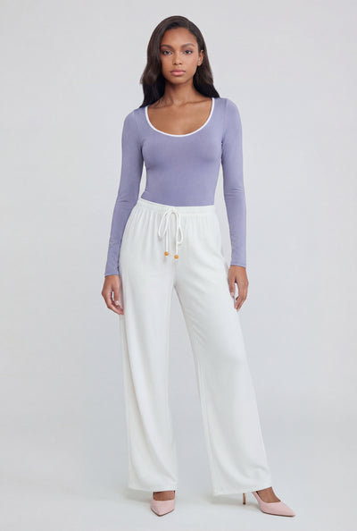 Beaded Drawstring Palazzo Pants