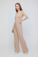Beaded Drawstring Palazzo Pants