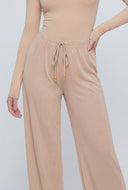 Beaded Drawstring Palazzo Pants