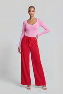 Beaded Drawstring Palazzo Pants