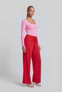 Beaded Drawstring Palazzo Pants