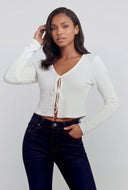 Aylani Textured Tie-Front Crop Top